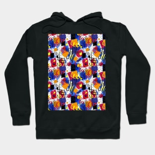 Abstract digital composition blue red yellow Hoodie